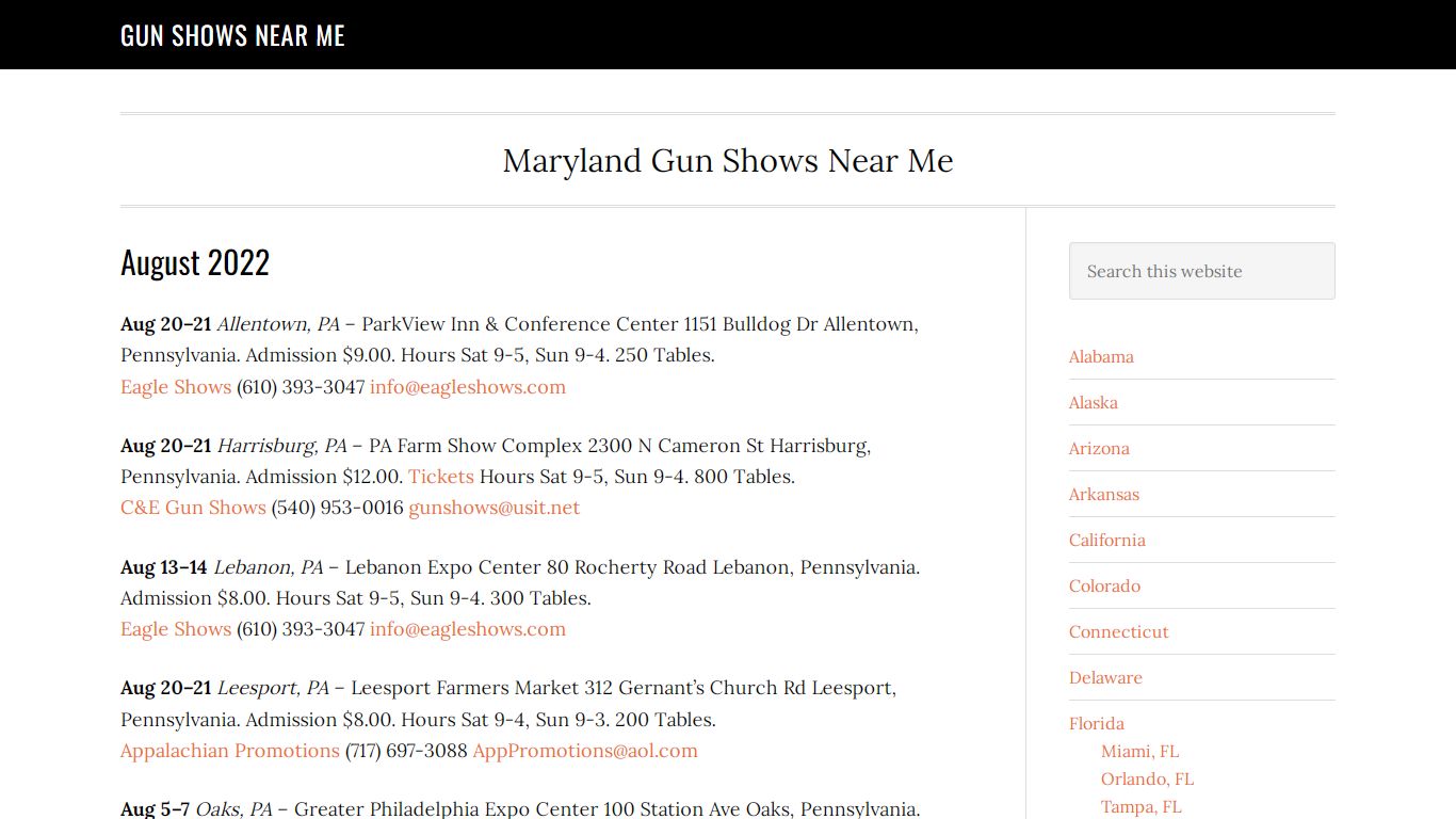 Maryland Gun Shows Near Me